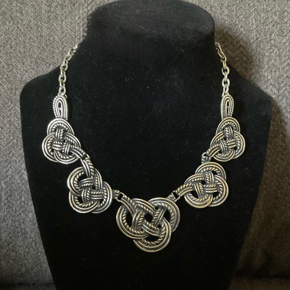Silver knot metal base necklace adjustable extension lobster clasp antique look
